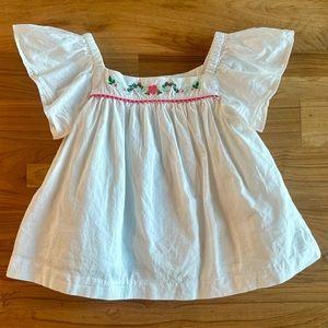 🌸 Janie + Jack Embroidered Flutter Sleeve Top Size 18-24 Months